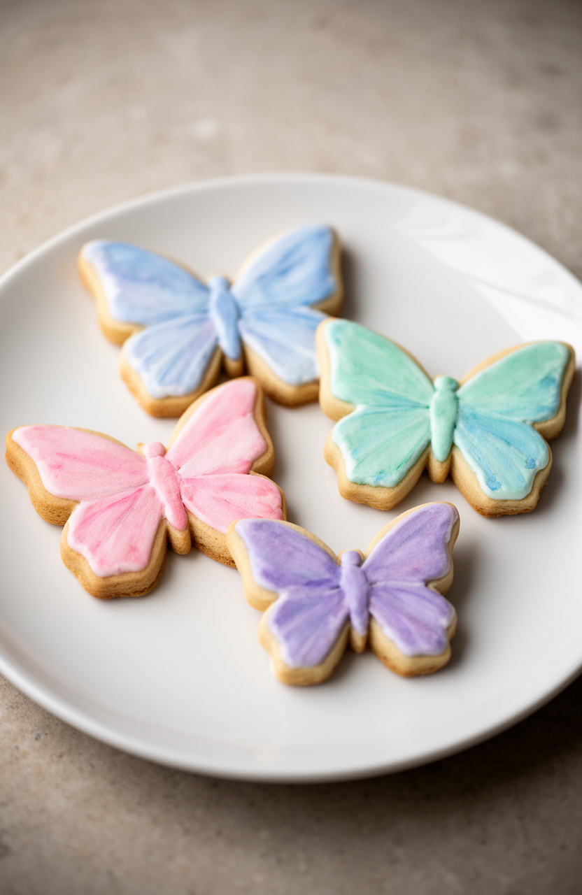 Pastel Watercolor Butterfly Cookies