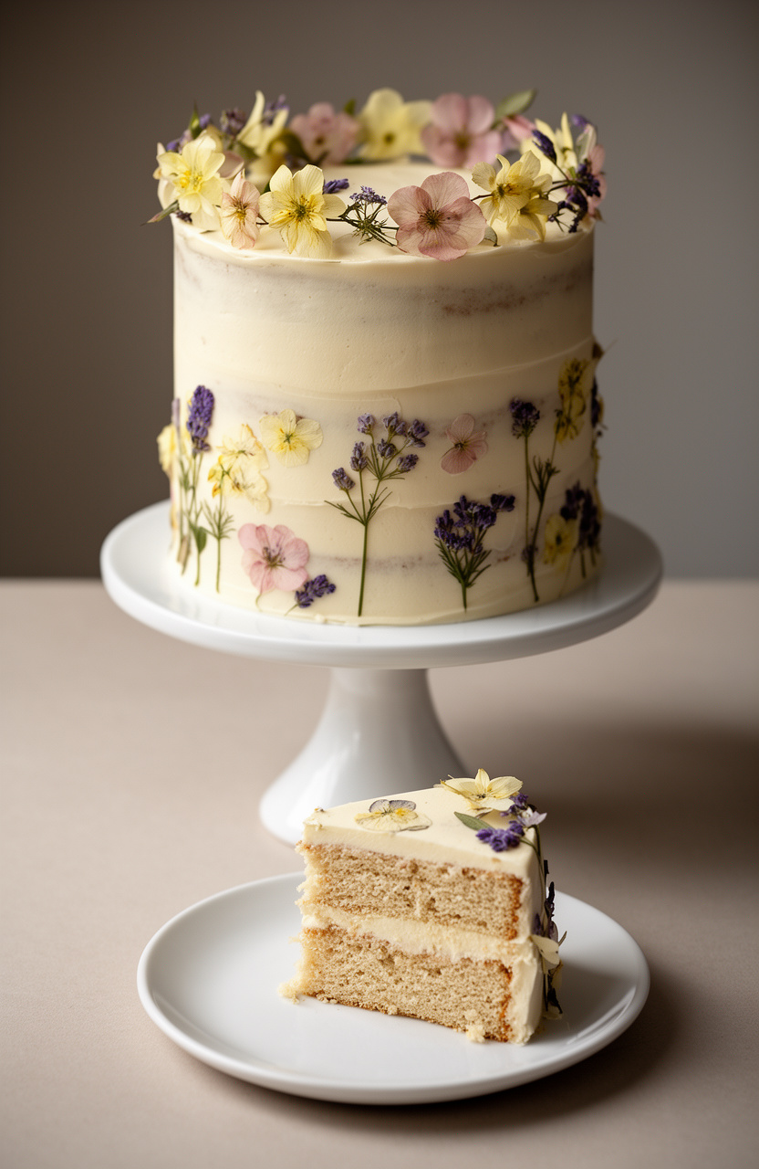 Pressed Wildflower Buttercream Cake