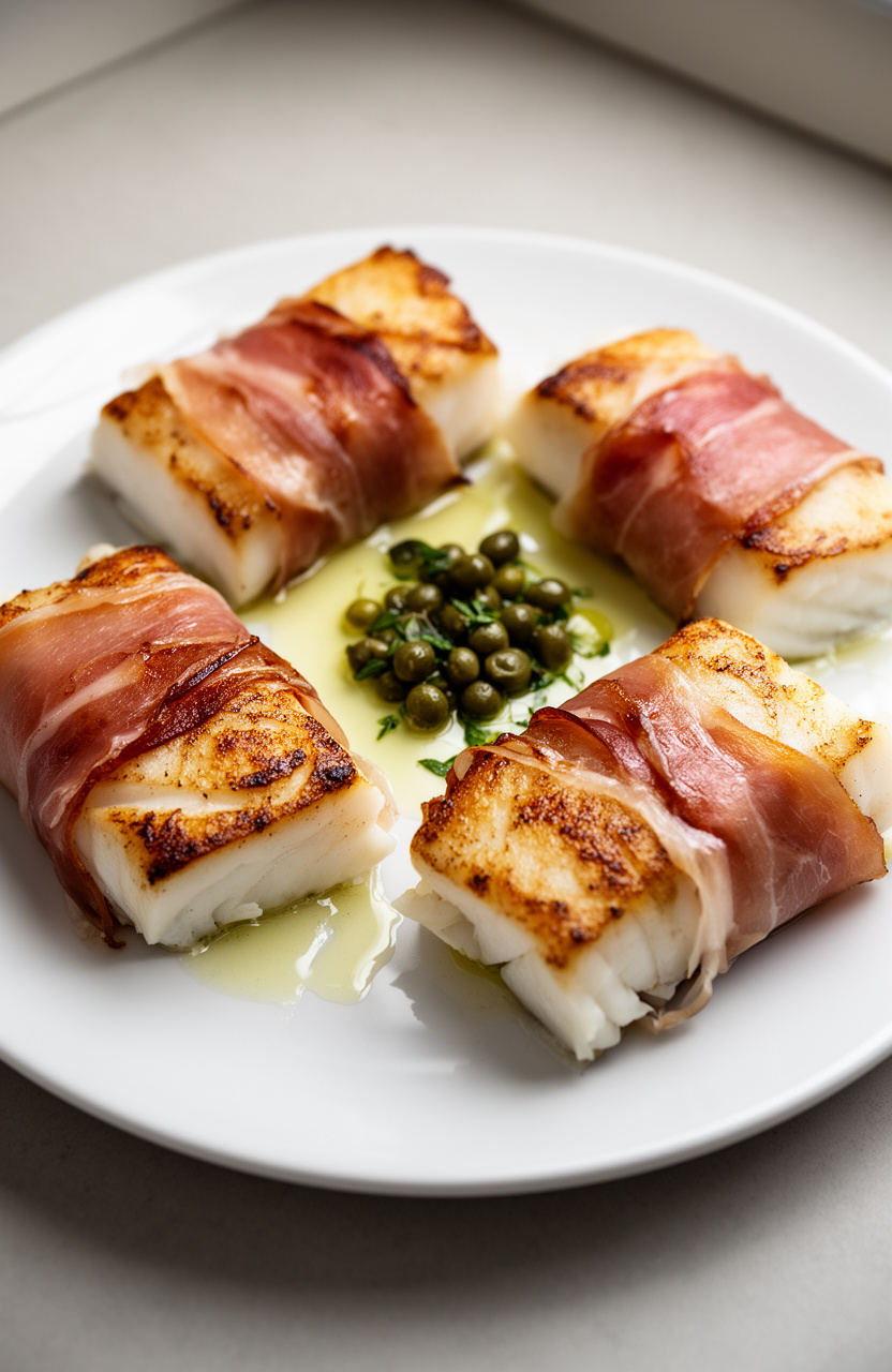Prosciutto Wrapped Halibut Fillets