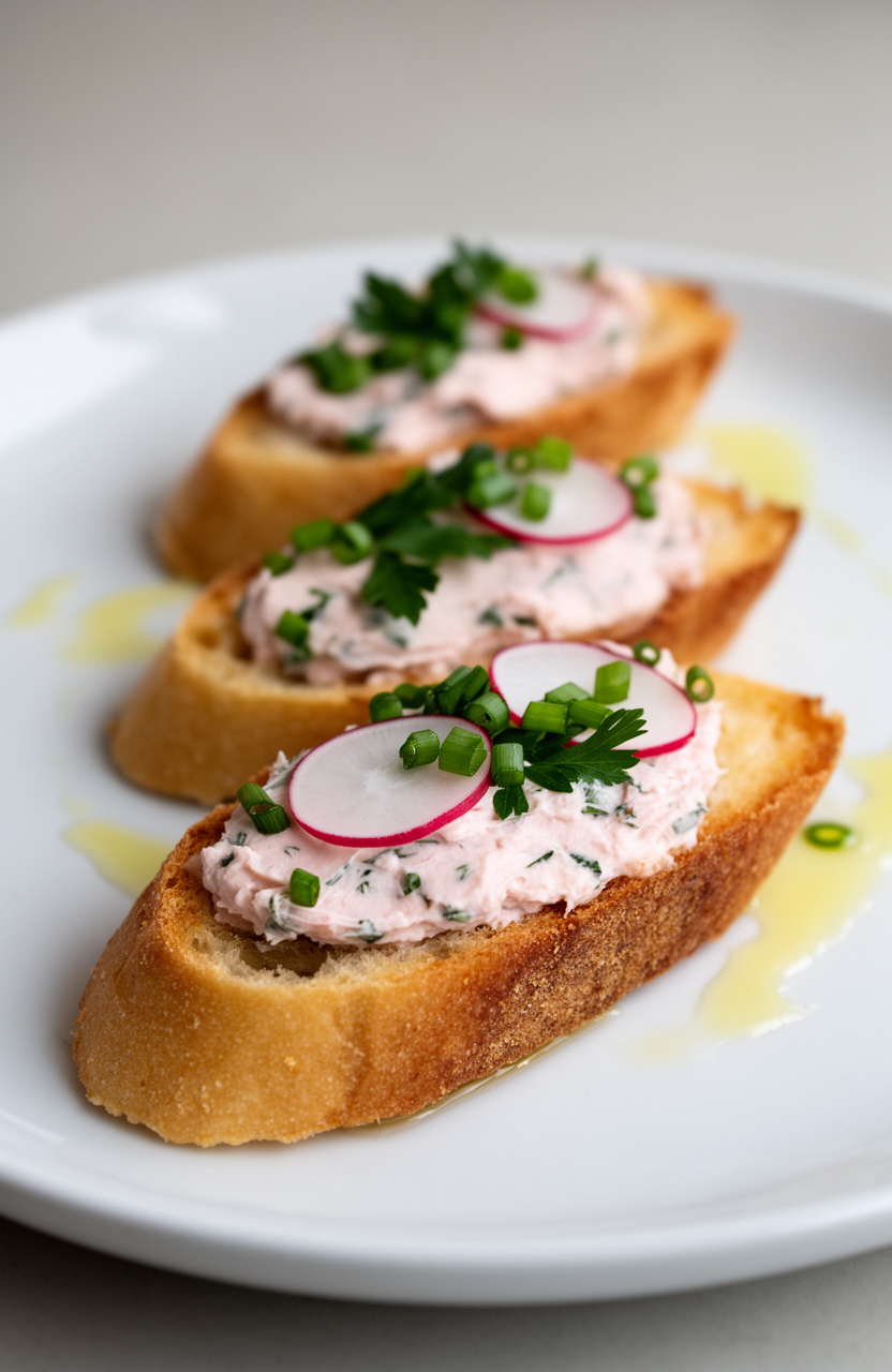 Radish Butter Herb Crostini