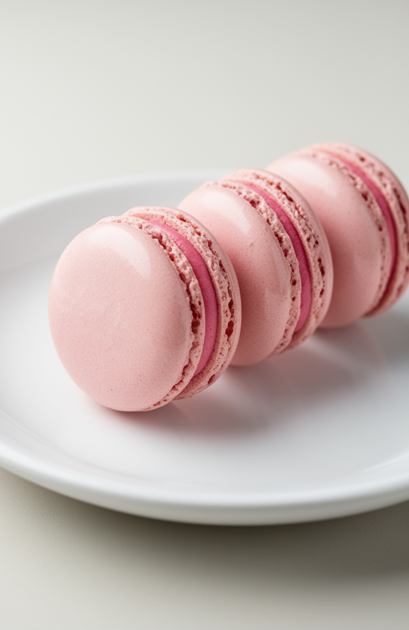 Raspberry Rose Macarons