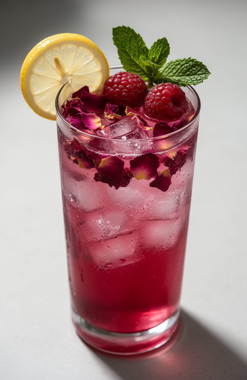 Raspberry Rose Petal Lemonade