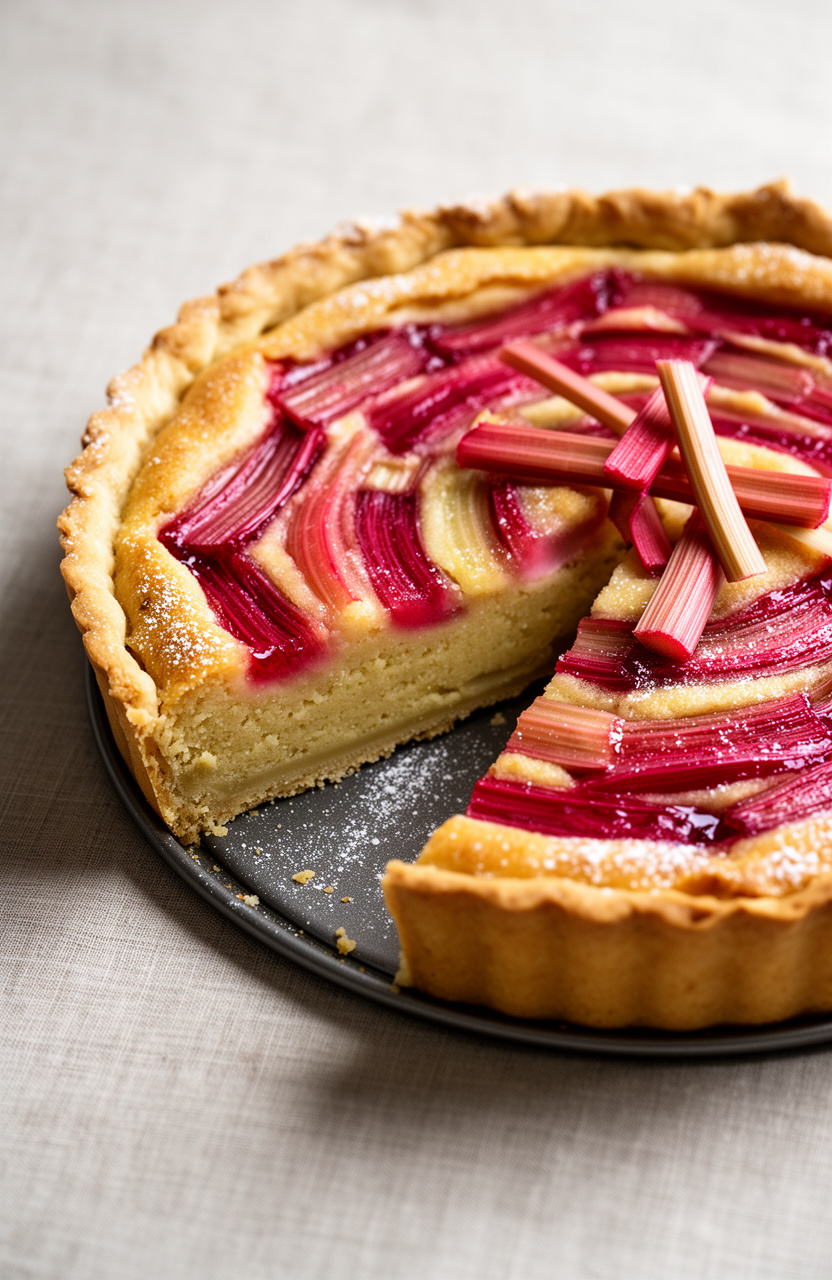 Rhubarb Almond Frangipane Tart Pie