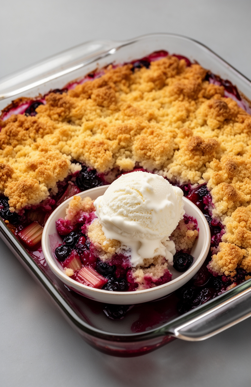 Rhubarb Blueberry Crumble Dump Cake