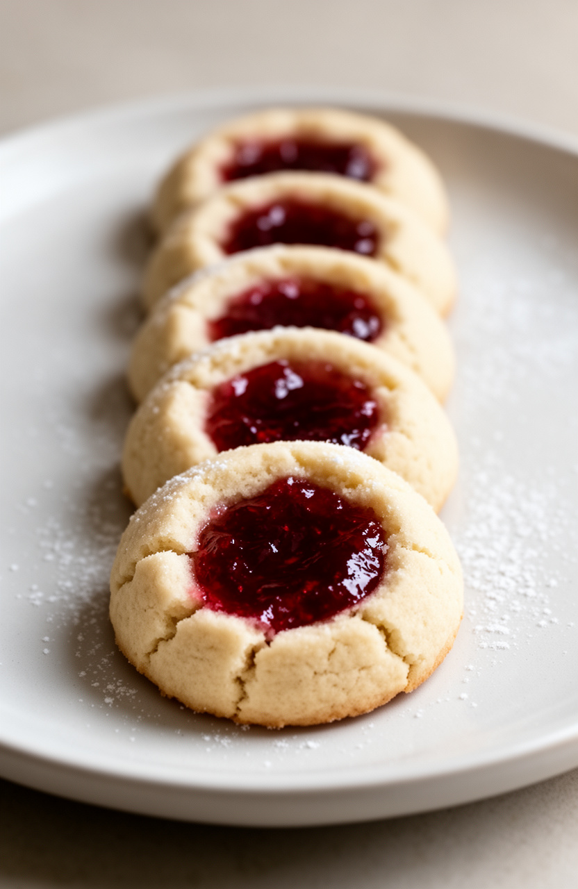 Rhubarb Jam Thumbprint Cookies