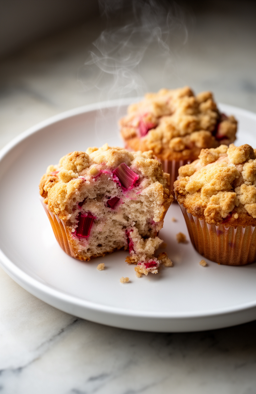 Rhubarb Muffins With Streusel Topping