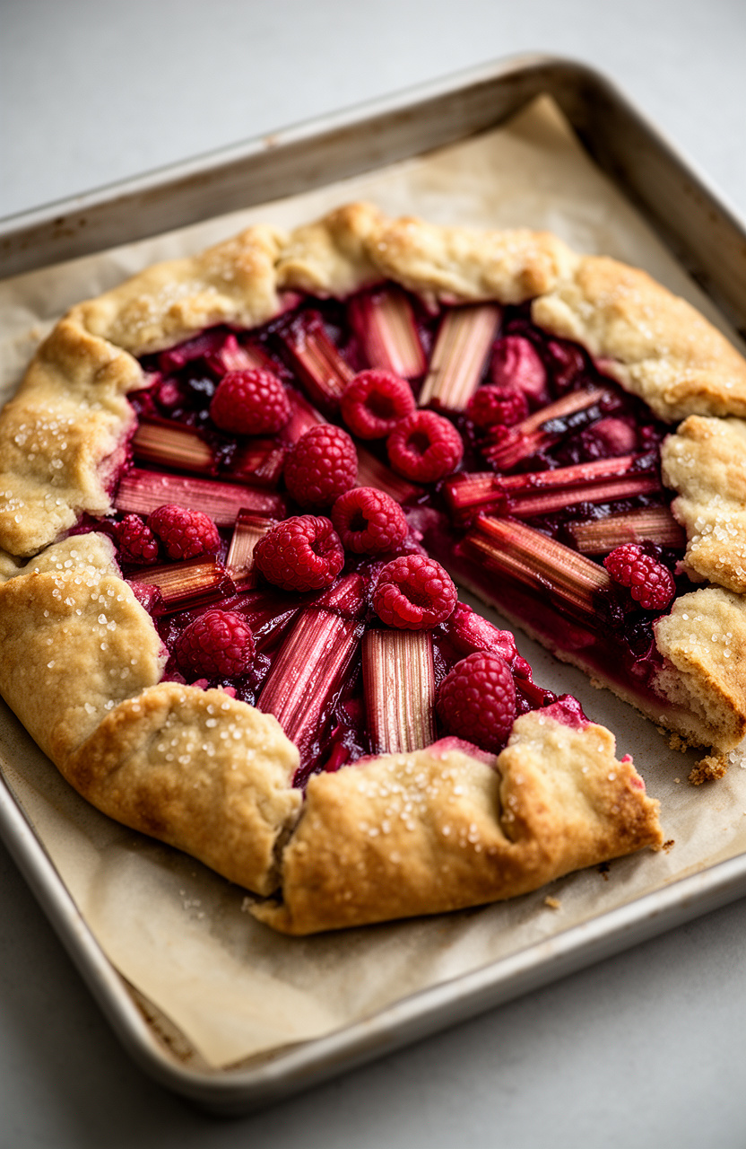 Rhubarb Raspberry Rustic Galette Pie