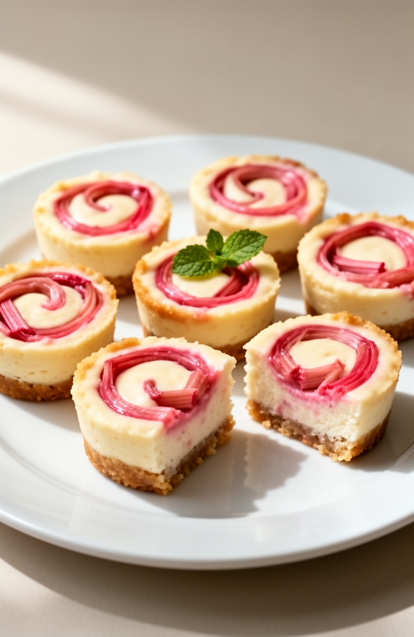 Rhubarb Swirl Cheesecake Bites
