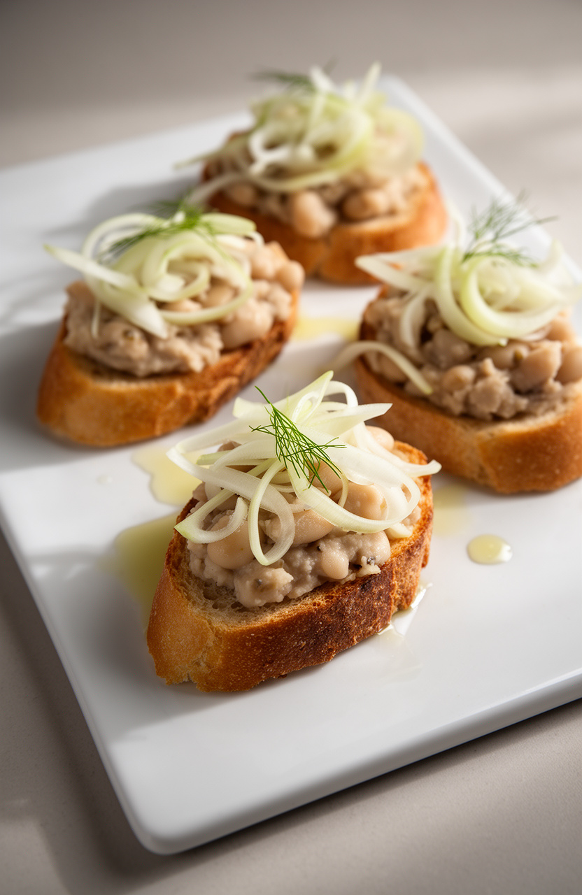 Shaved Fennel White Bean Crostini