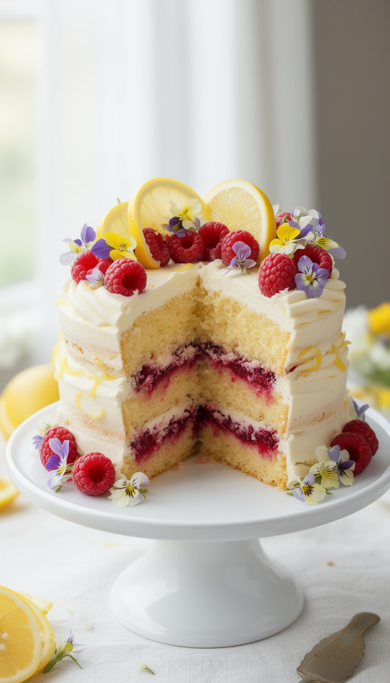 Show-Stopping Lemon Raspberry Layer Cake for Spring Parties - American
