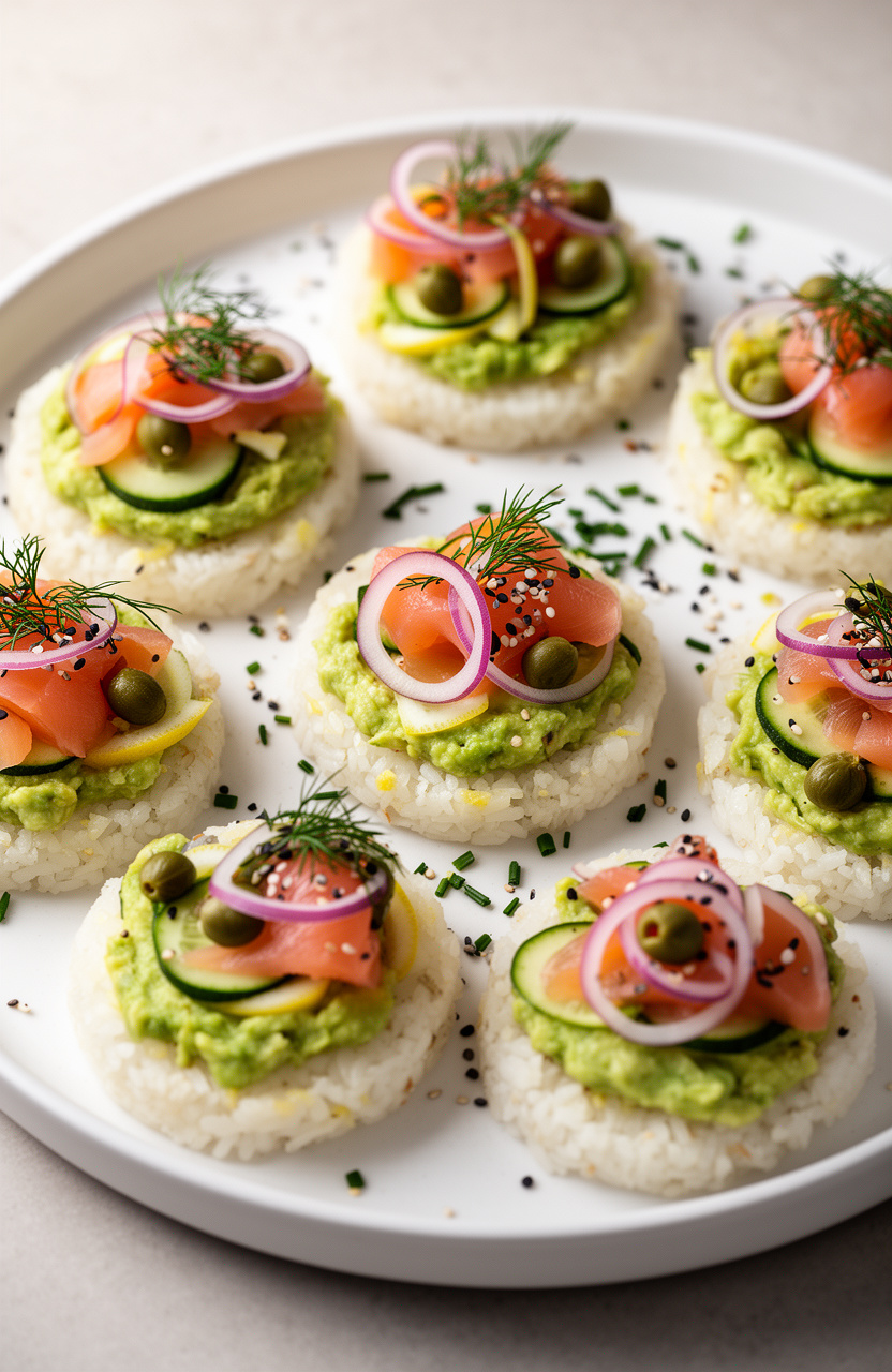 Smoked Salmon Avocado Rice Cakes