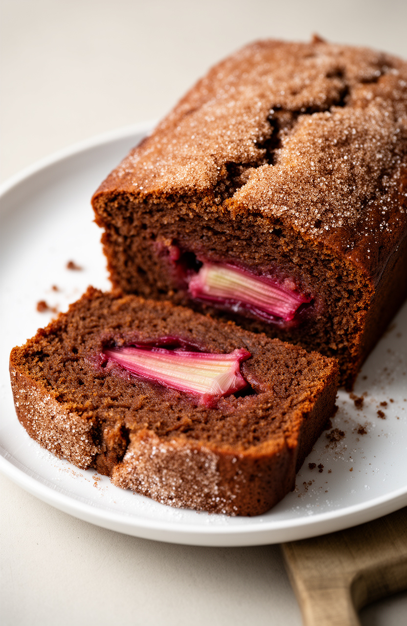 Spiced Rhubarb Gingerbread Loaf
