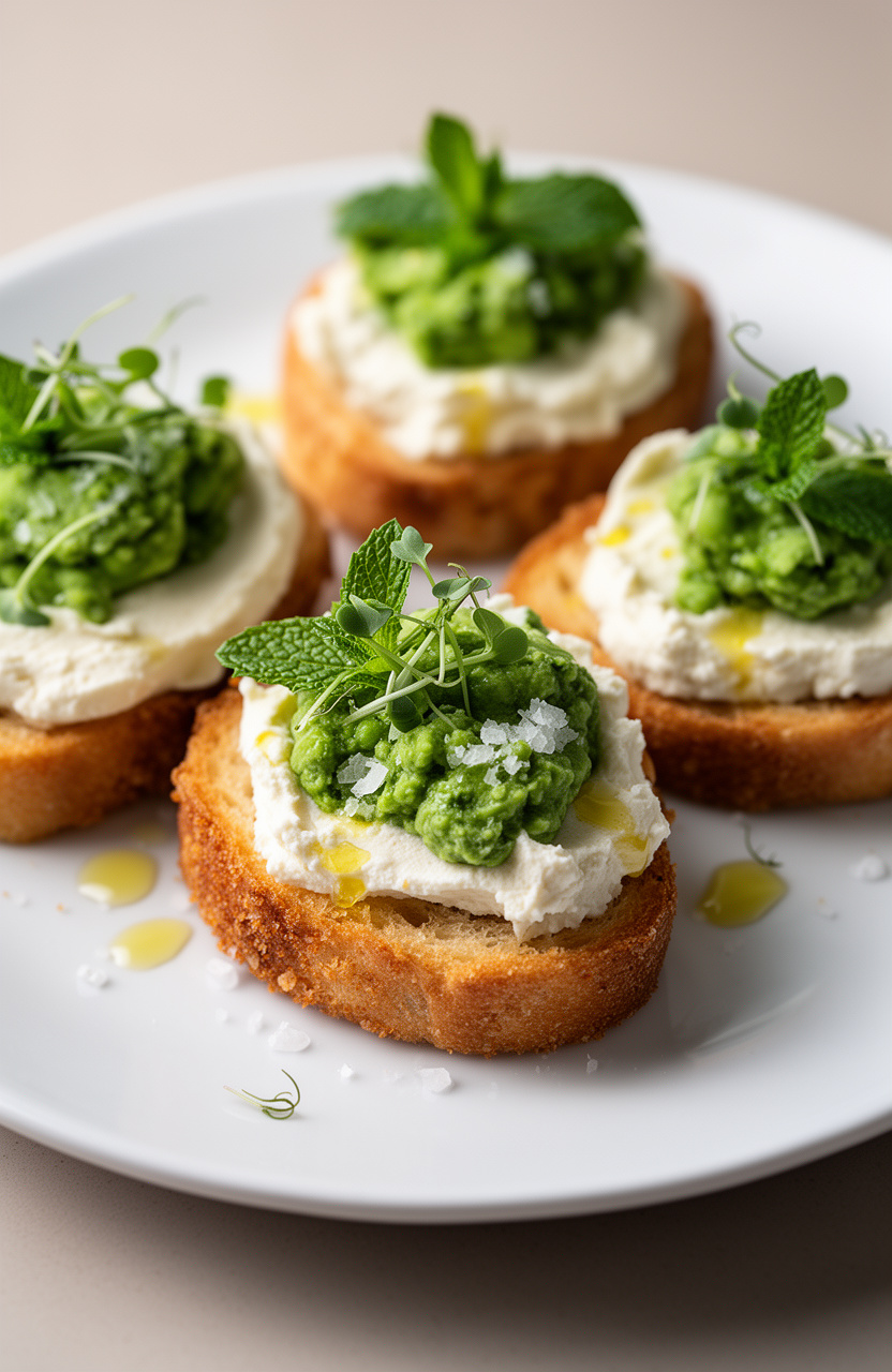 Spring Pea and Ricotta Crostini