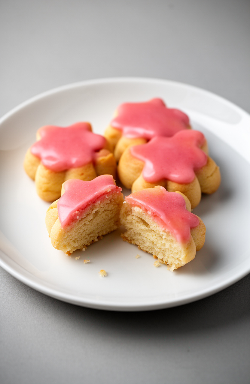 Strawberry Lemonade Glazed Flower Cookies