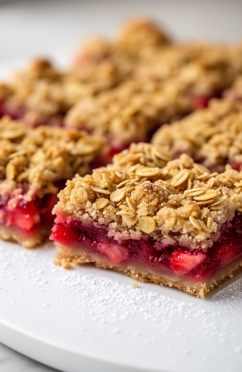 Strawberry Rhubarb Crisp Bars