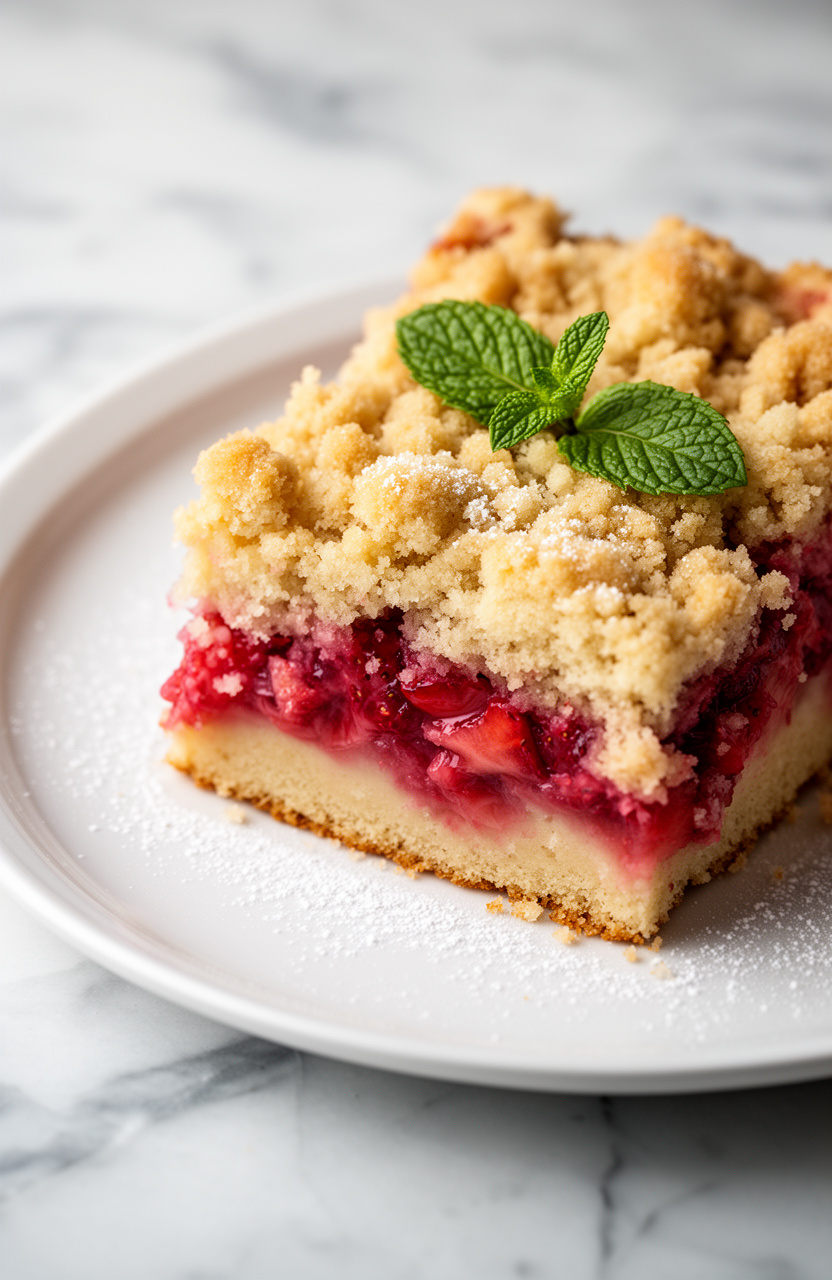 Strawberry Rhubarb Crumb Cake