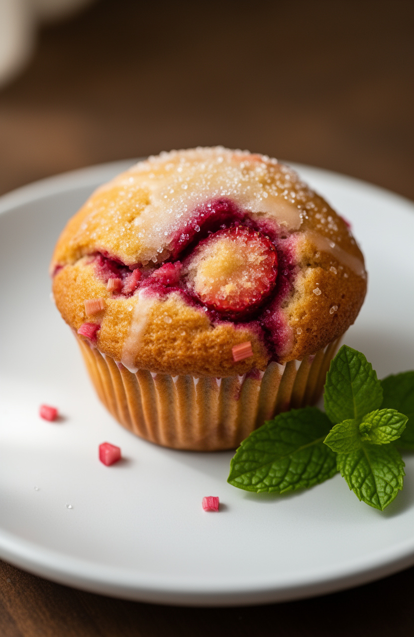 Strawberry Swirl Soft Rhubarb Muffins