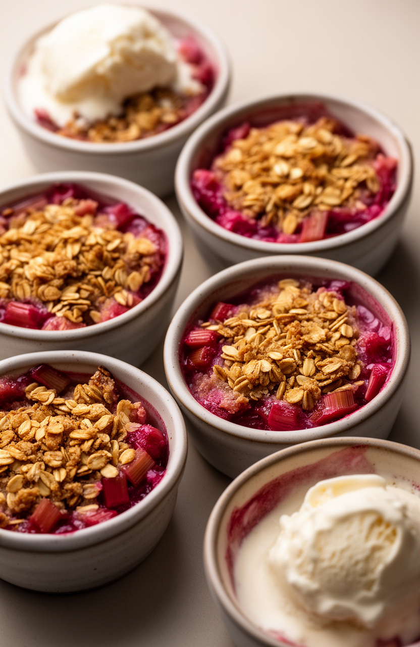 Vanilla Bean Rhubarb Mini Crisps