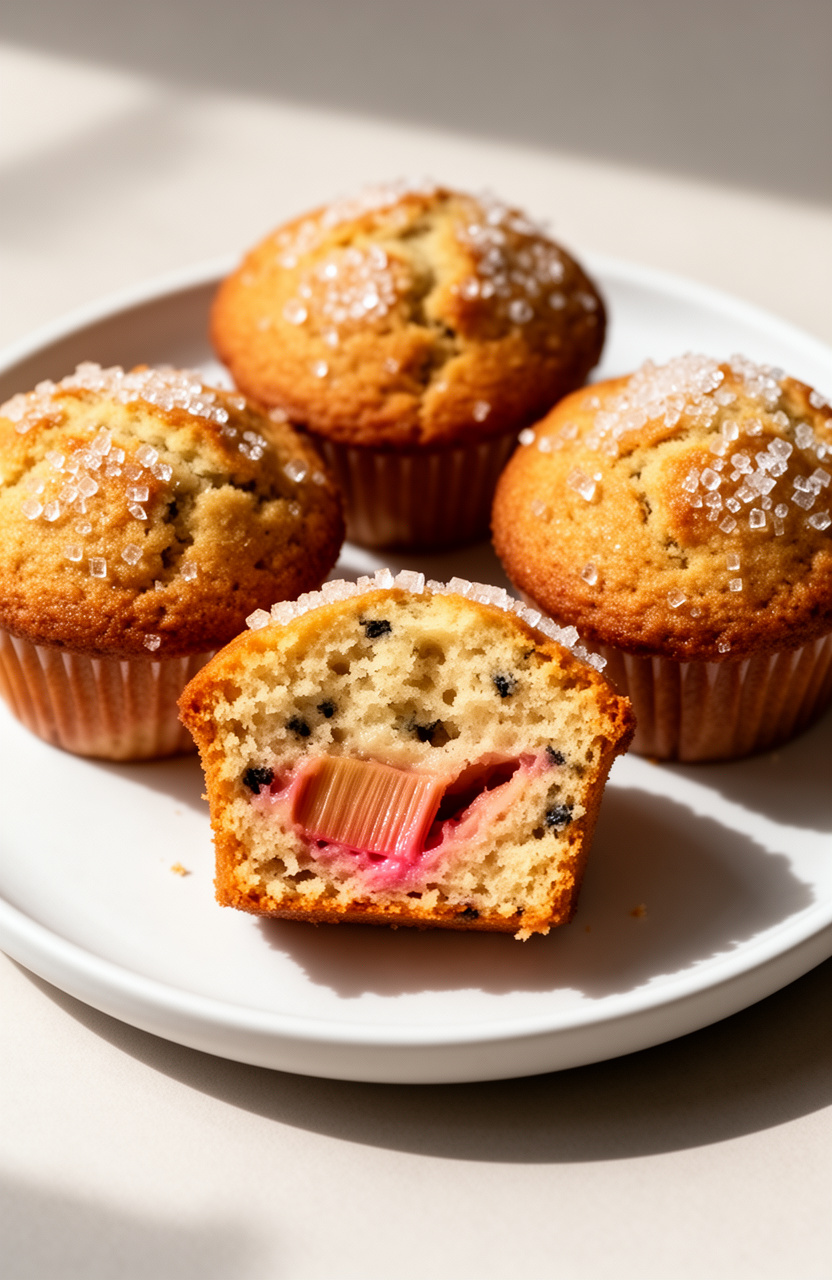 Vanilla Bean Rhubarb Muffins