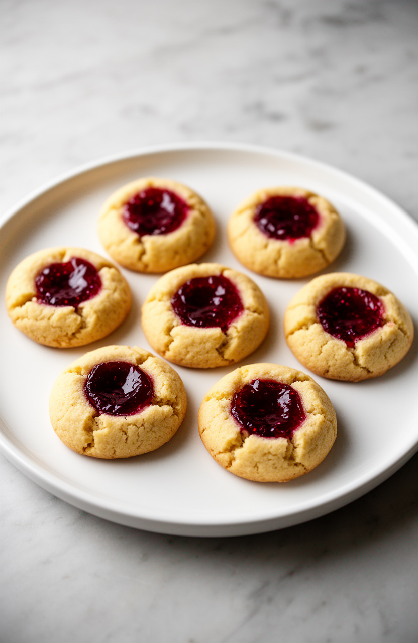 Vanilla Rhubarb Jam Thumbprints