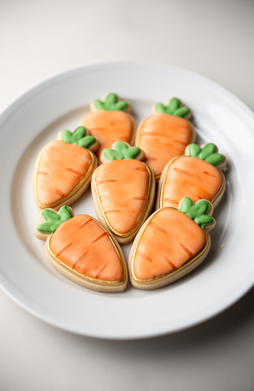 Watercolor Carrot Patch Easter Cookies