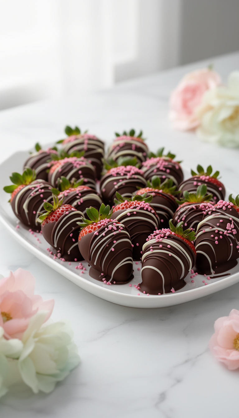 White and Dark Chocolate Mother's Day Chocolate Covered Strawberries - American