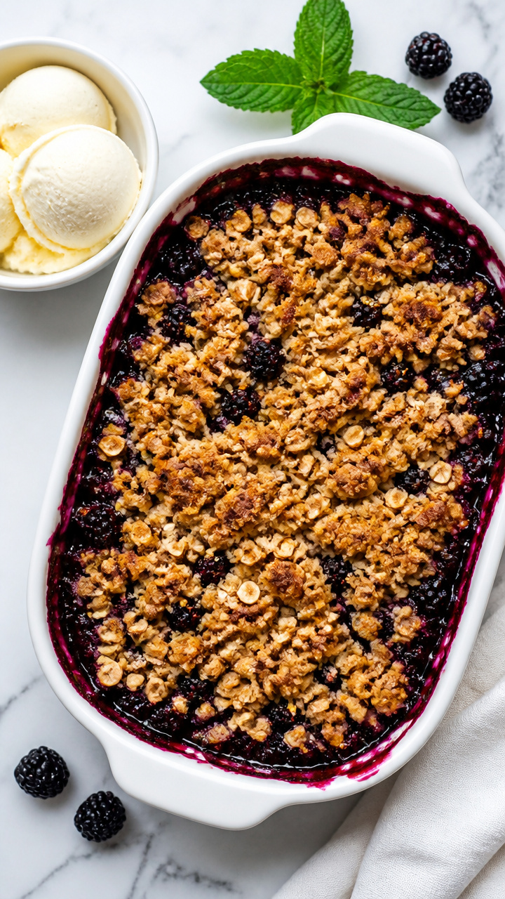 Blackberry Crumble with Warm Cinnamon Oat Topping