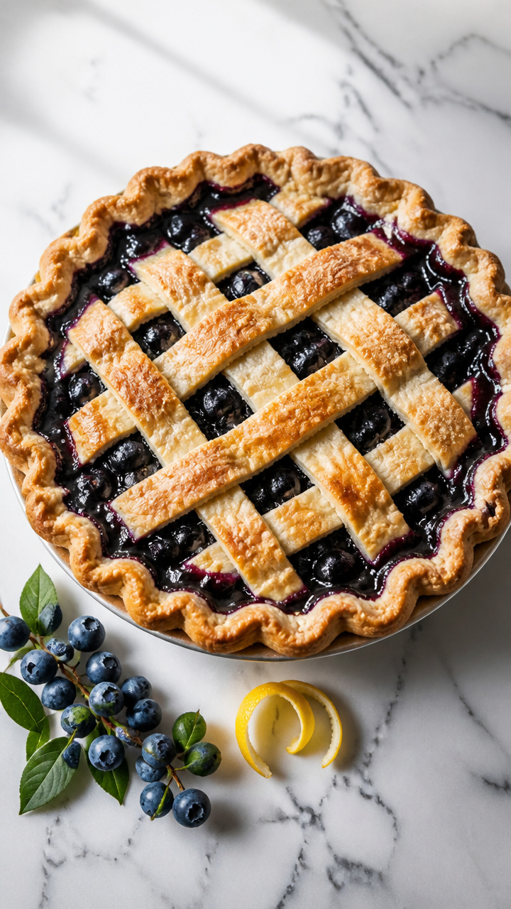 Fresh Blueberry Pie with Flaky Lattice Crust