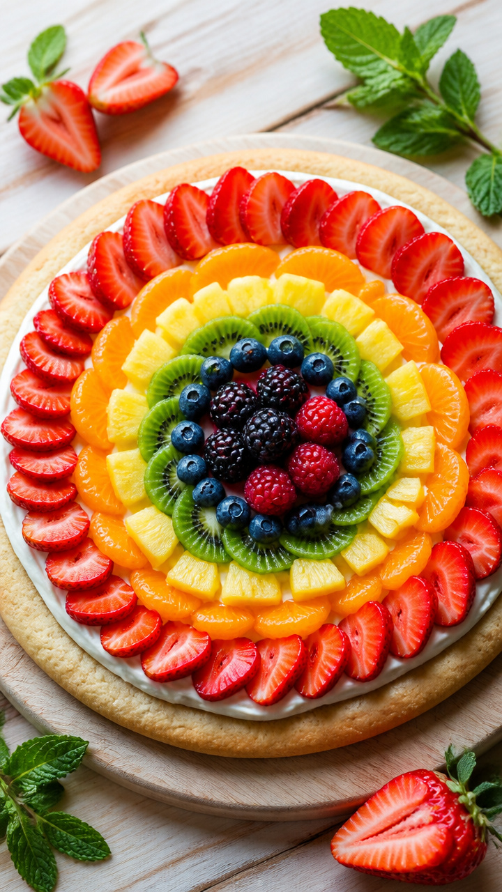 Fruit Pizza with Sugar Cookie Crust and Cream Cheese
