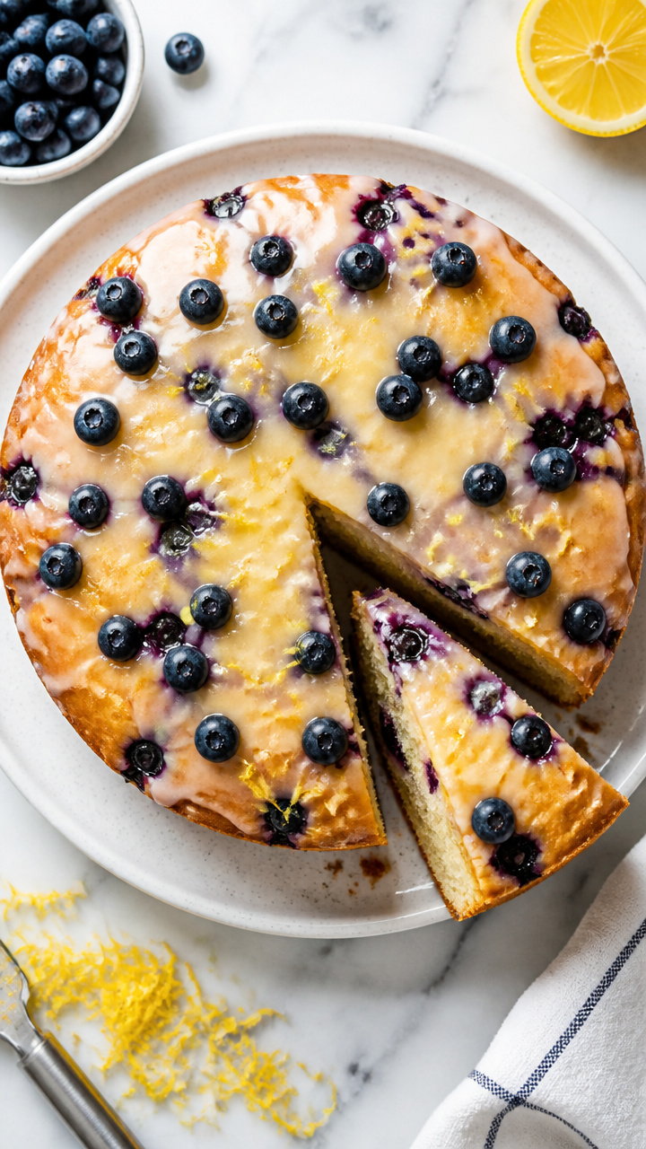 Lemon Blueberry Cake with Fresh Summer Berries